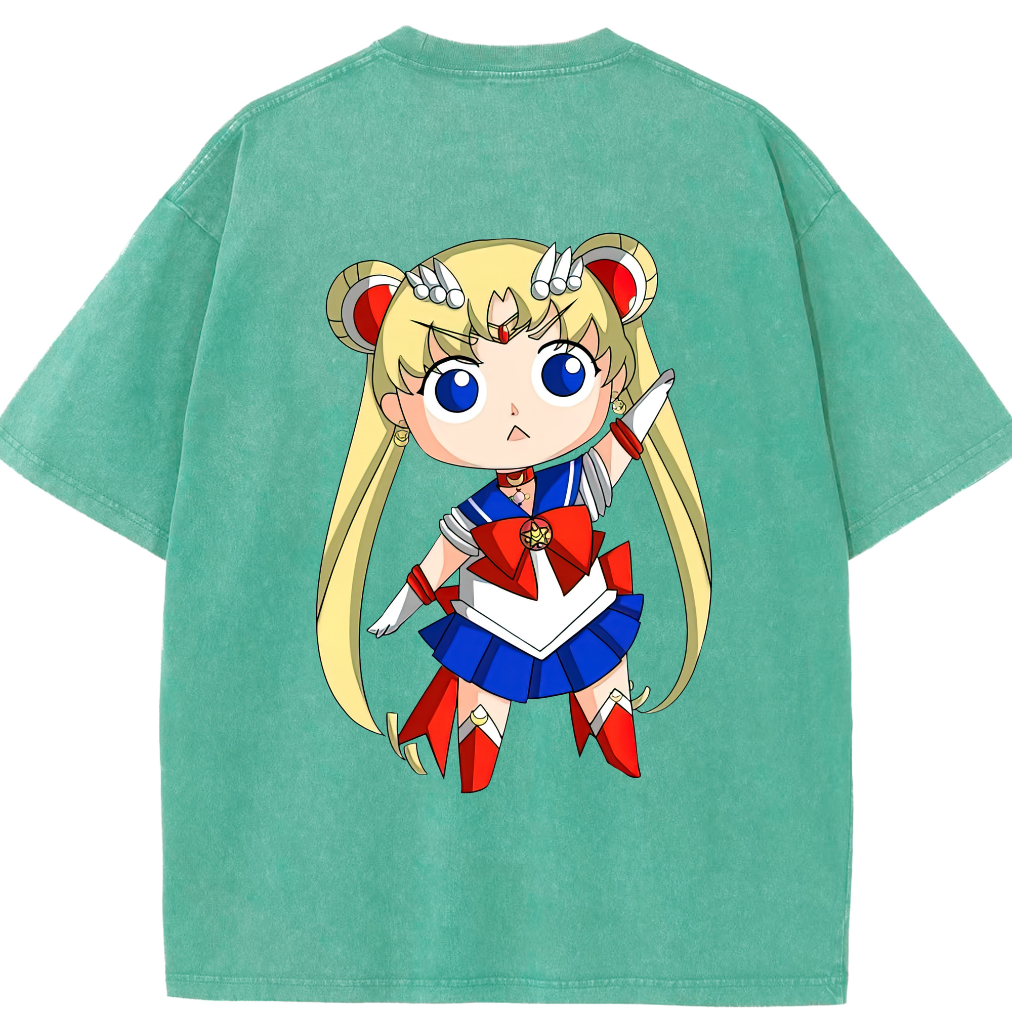 （画像用） 美少女戦士セーラームーン 月野 うさぎ つきの うさぎ Sailor Moon Tsukino Usagi 綿100% ヴィンテージ風 半袖Tシャツ（背面プリント）